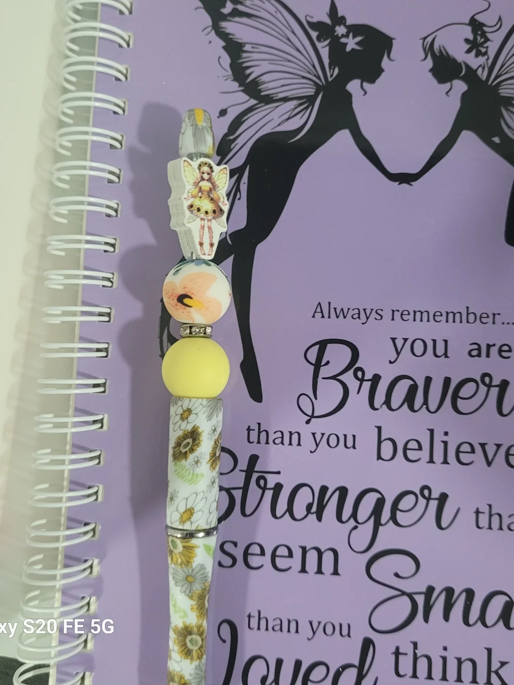 Purple Fairy Quote Spiral Notebook with Decorative Pen Bundle